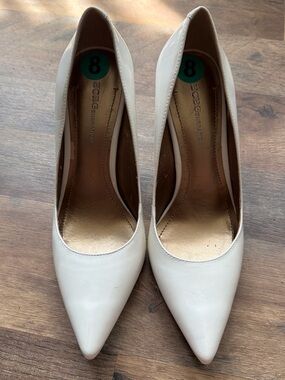 BCBGeneration Pointed Toe Pumps in White Patent